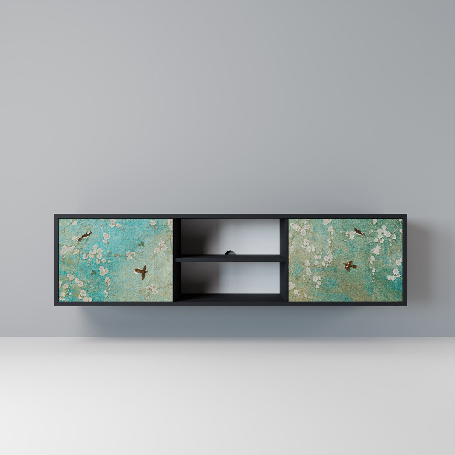 BLOOMING CHARM Mobile TV a 2 Ante in Finitura Nera