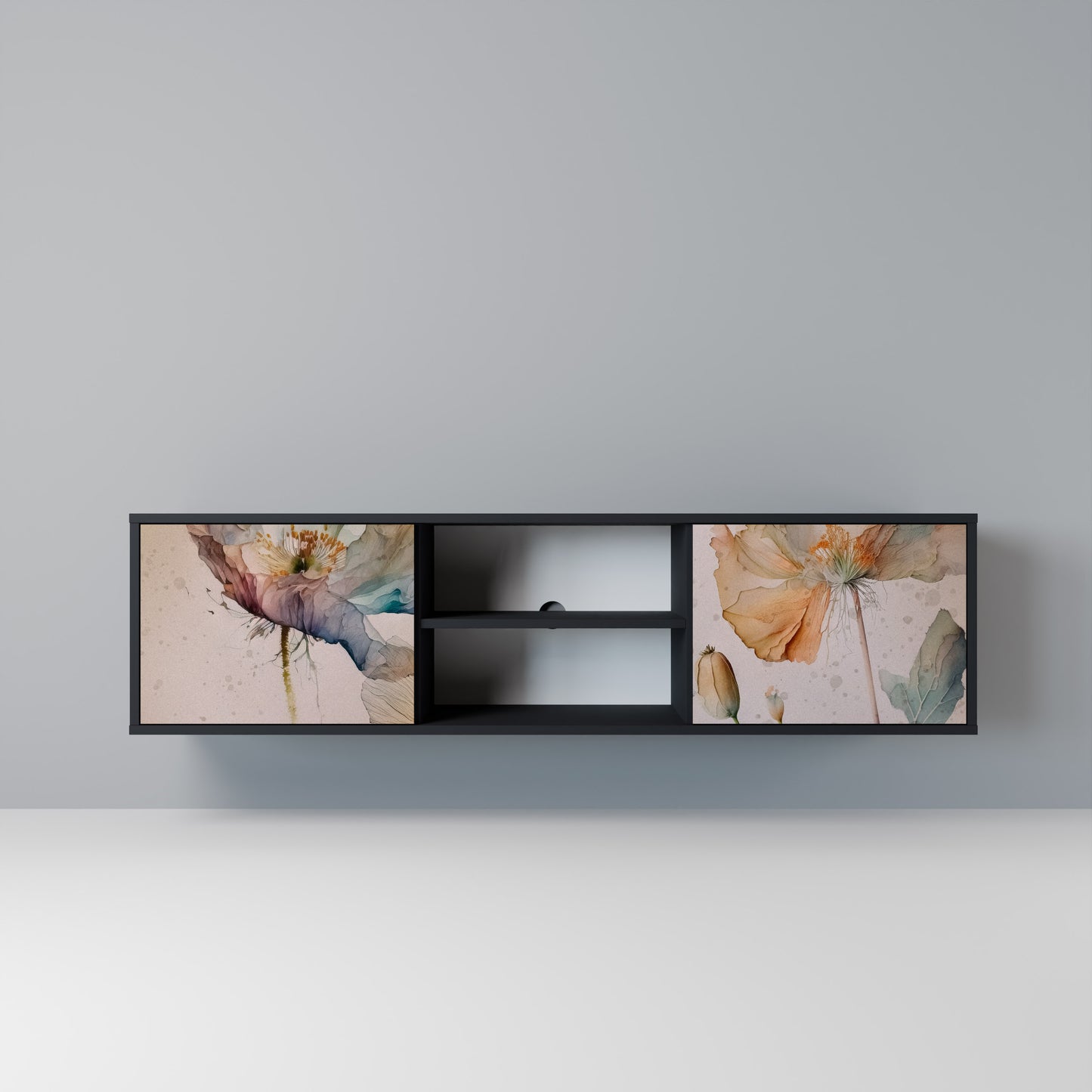 SOFTEN POPPY Mobile TV a 2 Ante in Finitura Nera