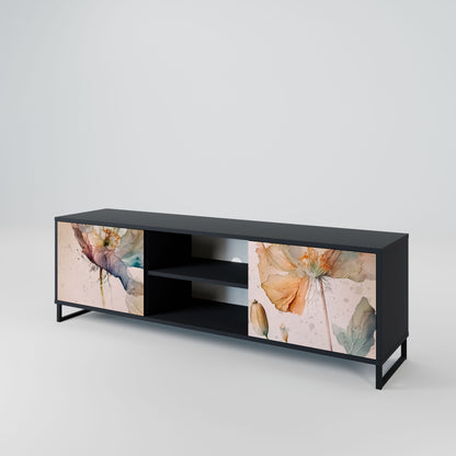 SOFTEN POPPY 2-Door TV Stand in Black Finish