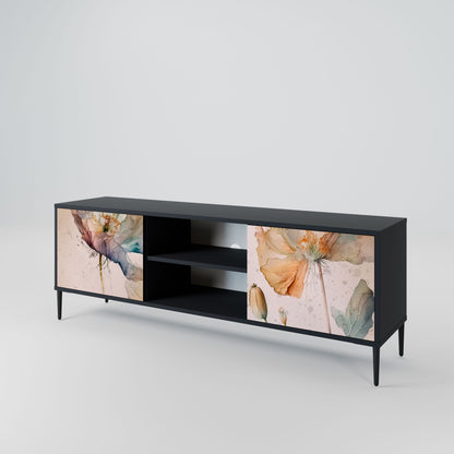SOFTEN POPPY 2-Door TV Stand in Black Finish
