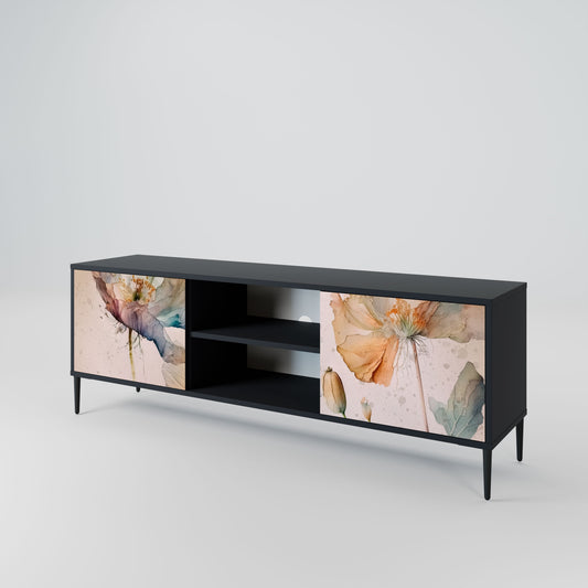 SOFTEN POPPY 2-Door TV Stand in Black Finish
