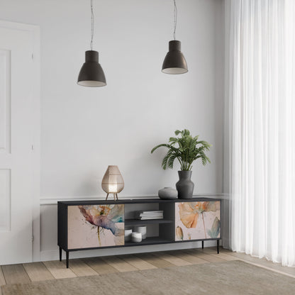 SOFTEN POPPY 2-Door TV Stand in Black Finish