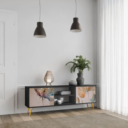 SOFTEN POPPY 2-Door TV Stand in Black Finish
