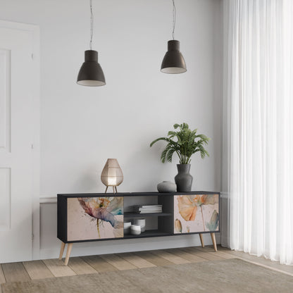 SOFTEN POPPY 2-Door TV Stand in Black Finish