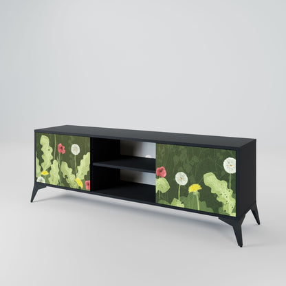 Mobile TV DANDELION AMUSE a 2 ante con finitura nera
