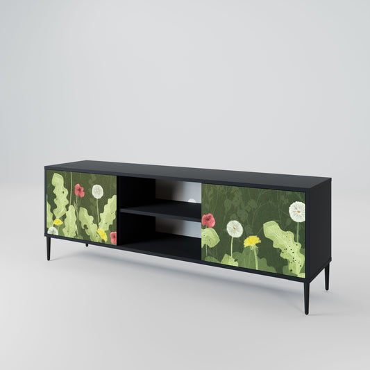 Mobile TV DANDELION AMUSE a 2 ante con finitura nera