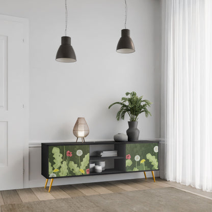 Mobile TV DANDELION AMUSE a 2 ante con finitura nera
