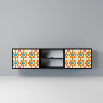 FLORAL DECOR Mobile TV a 2 Ante in Finitura Nera