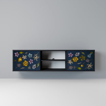 FLOWERS ON NAVY BLUE Mobile TV a 2 Ante in Finitura Nera