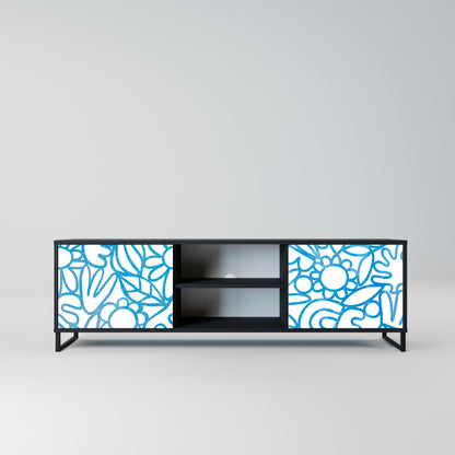 BLOOMY MORNING 2-Door TV Stand in Black Finish
