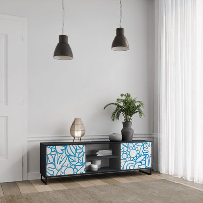 BLOOMY MORNING 2-Door TV Stand in Black Finish