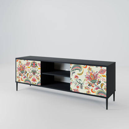 ORGANIC FOLKLORE 2-Door TV Stand in Black Finish