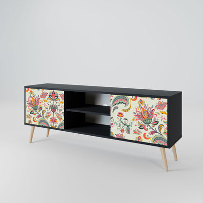 ORGANIC FOLKLORE 2-Door TV Stand in Black Finish