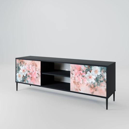 CHERRY BLOSSOM 2-Door TV Stand in Black Finish