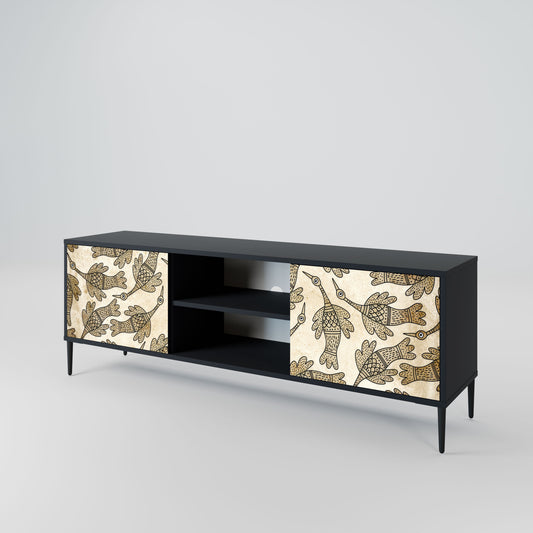 ALMONDINE SONGBIRD 2-Door TV Stand in Black Finish