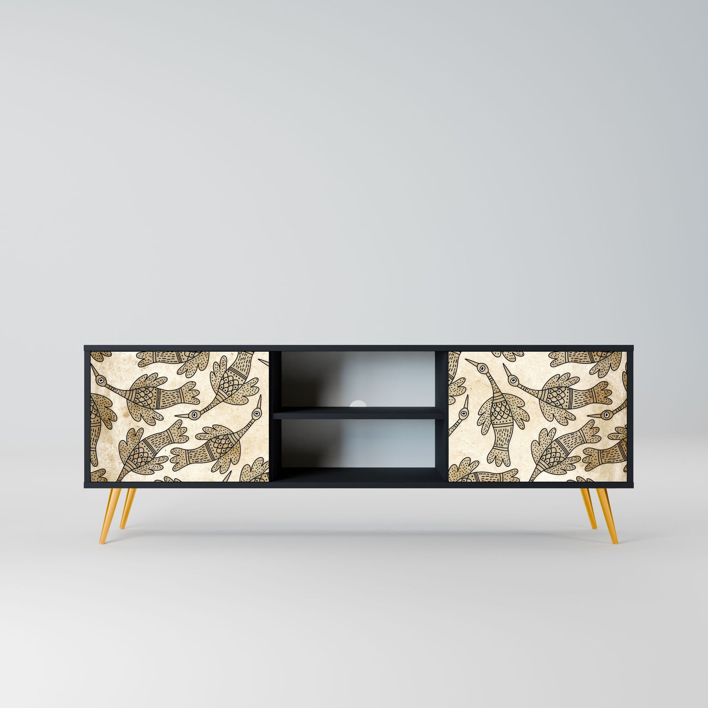 Mobile TV ALMONDINE SONGBIRD a 2 ante con finitura nera