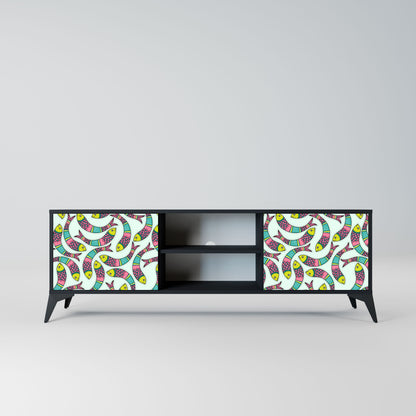 INDIAN FISH 2-Door TV Stand in Black Finish