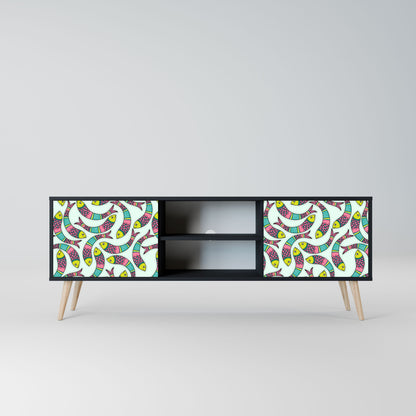 INDIAN FISH 2-Door TV Stand in Black Finish