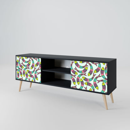 INDIAN FISH 2-Door TV Stand in Black Finish