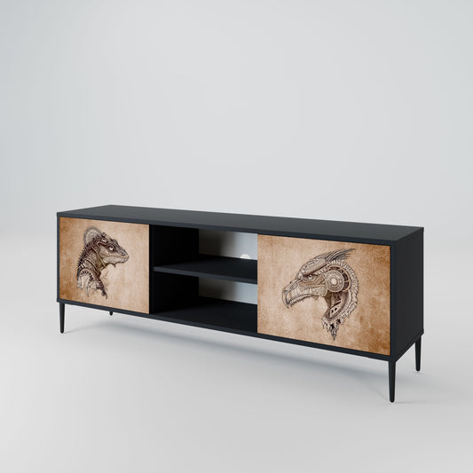 STEAMPUNK CLAN 2-Door TV Stand in Black Finish