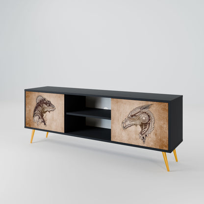 STEAMPUNK CLAN 2-Door TV Stand in Black Finish