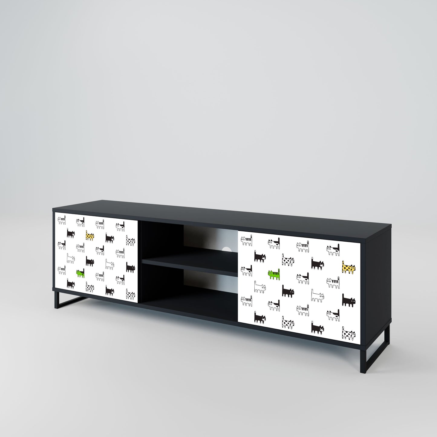 CATS COMPILATION 2-Door TV Stand in Black Finish