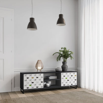 CATS COMPILATION 2-Door TV Stand in Black Finish