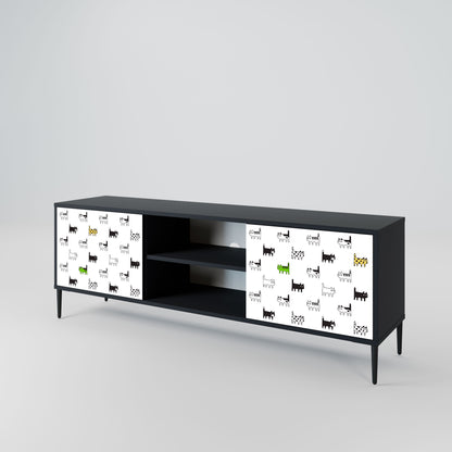 CATS COMPILATION 2-Door TV Stand in Black Finish