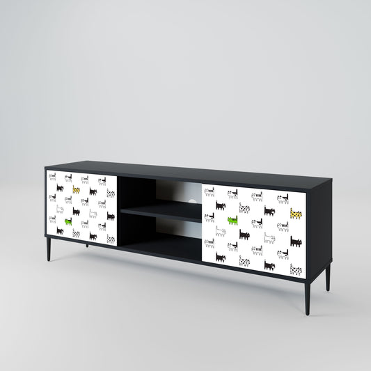 CATS COMPILATION 2-Door TV Stand in Black Finish
