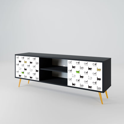 CATS COMPILATION 2-Door TV Stand in Black Finish