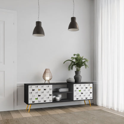 CATS COMPILATION 2-Door TV Stand in Black Finish