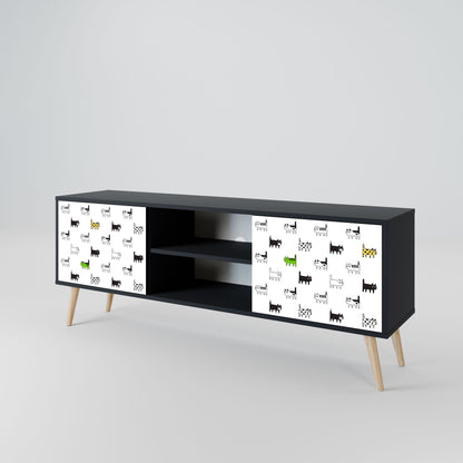 CATS COMPILATION 2-Door TV Stand in Black Finish