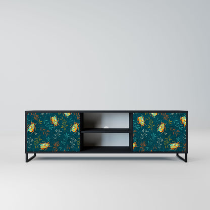 AUTUMN INSECTS 2-Door TV Stand in Black Finish