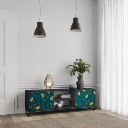 AUTUMN INSECTS 2-Door TV Stand in Black Finish