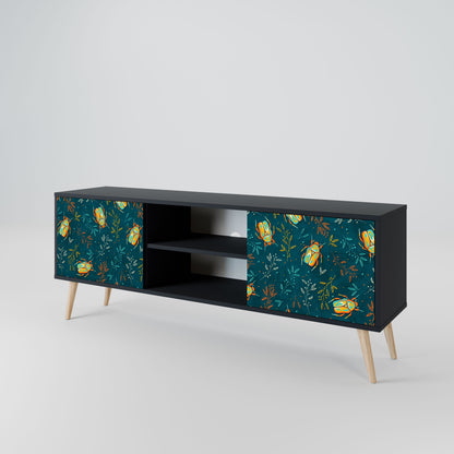 AUTUMN INSECTS 2-Door TV Stand in Black Finish