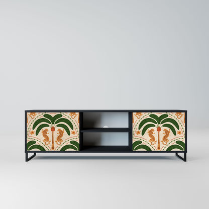 DANCING PREDATORS 2-Door TV Stand in Black Finish