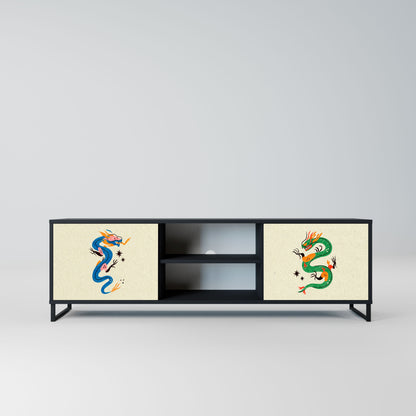 MYTHOLOGICAL CREATURES 2-Door TV Stand in Black Finish