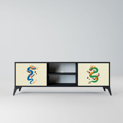 MYTHOLOGICAL CREATURES 2-Door TV Stand in Black Finish