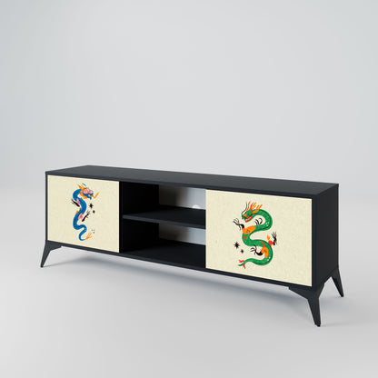 MYTHOLOGICAL CREATURES 2-Door TV Stand in Black Finish