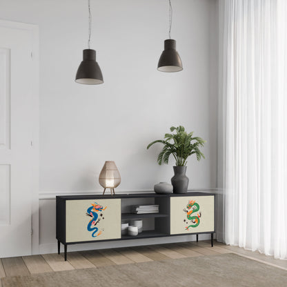 MYTHOLOGICAL CREATURES 2-Door TV Stand in Black Finish