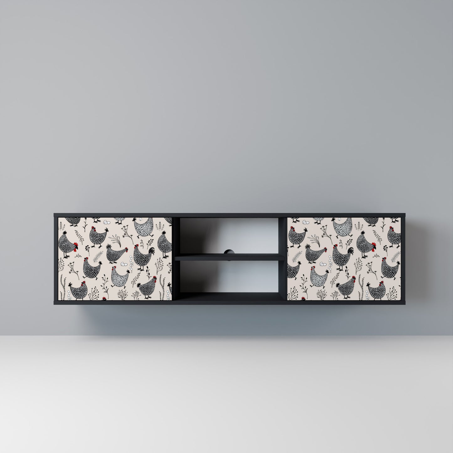 HAPPY HENS Mobile TV a 2 Ante in Finitura Nera