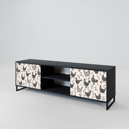 HAPPY HENS 2-Door TV Stand in Black Finish