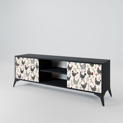 HAPPY HENS 2-Door TV Stand in Black Finish