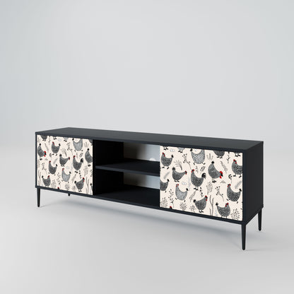HAPPY HENS 2-Door TV Stand in Black Finish