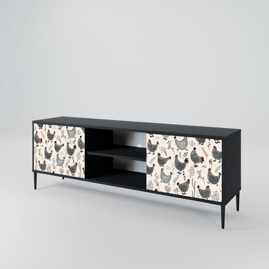 HAPPY HENS 2-Door TV Stand in Black Finish