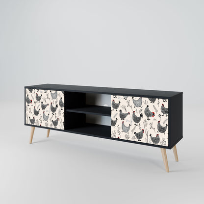 HAPPY HENS 2-Door TV Stand in Black Finish