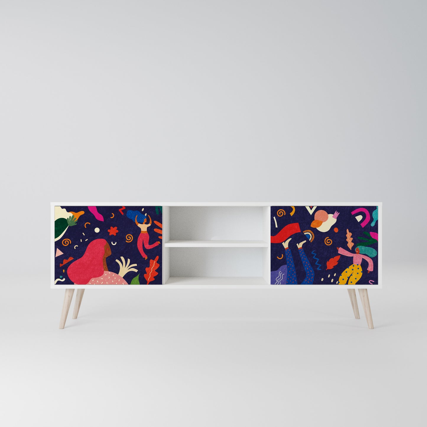 FESTIVE PLEASURES 2-Door TV Stand in White Finish
