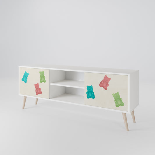 GUMMY BEARS Mobile TV a 2 Ante in Finitura Bianca