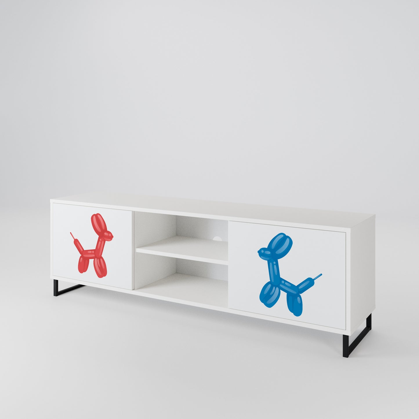 CHILDHOOD MEMORY 2-Door TV Stand in White Finish