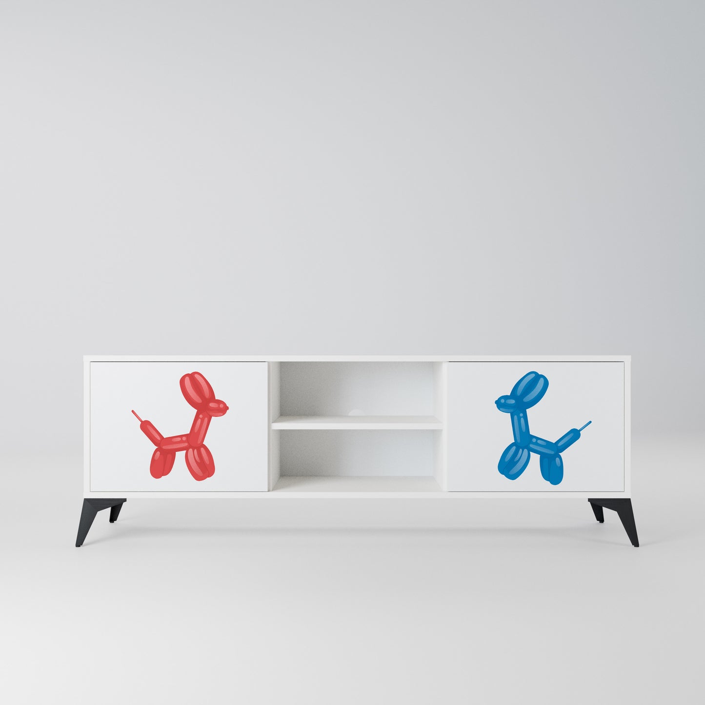 CHILDHOOD MEMORY 2-Door TV Stand in White Finish